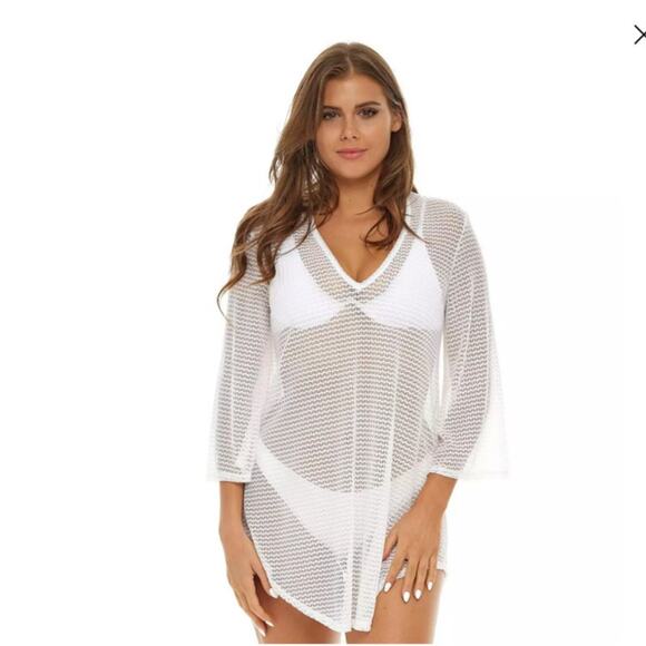 NWOT Jordan Taylor Mesh Bell Sleeve Black Cover-Up Tunic – Size M - Picture 1 of 10